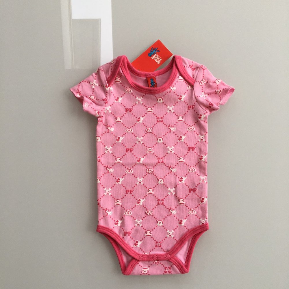 GENUINE PAUL FRANK SMALL PAUL BABY BODYSUIT PINK